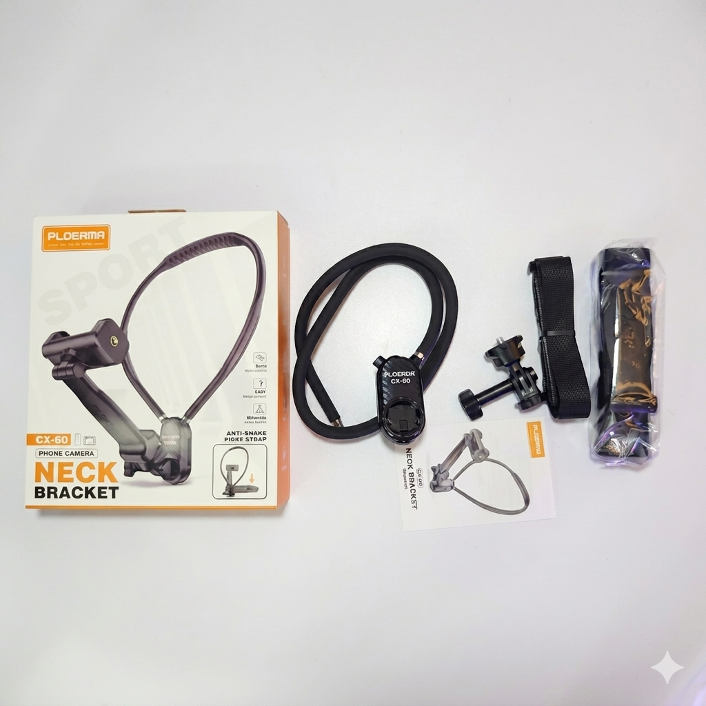 Plokama CX-60 Phone & Camera Neck Mount – Flexible Hands-Free Silicone Bracket for Stable Cinematic Vlogging & POV Shooting - Image 2