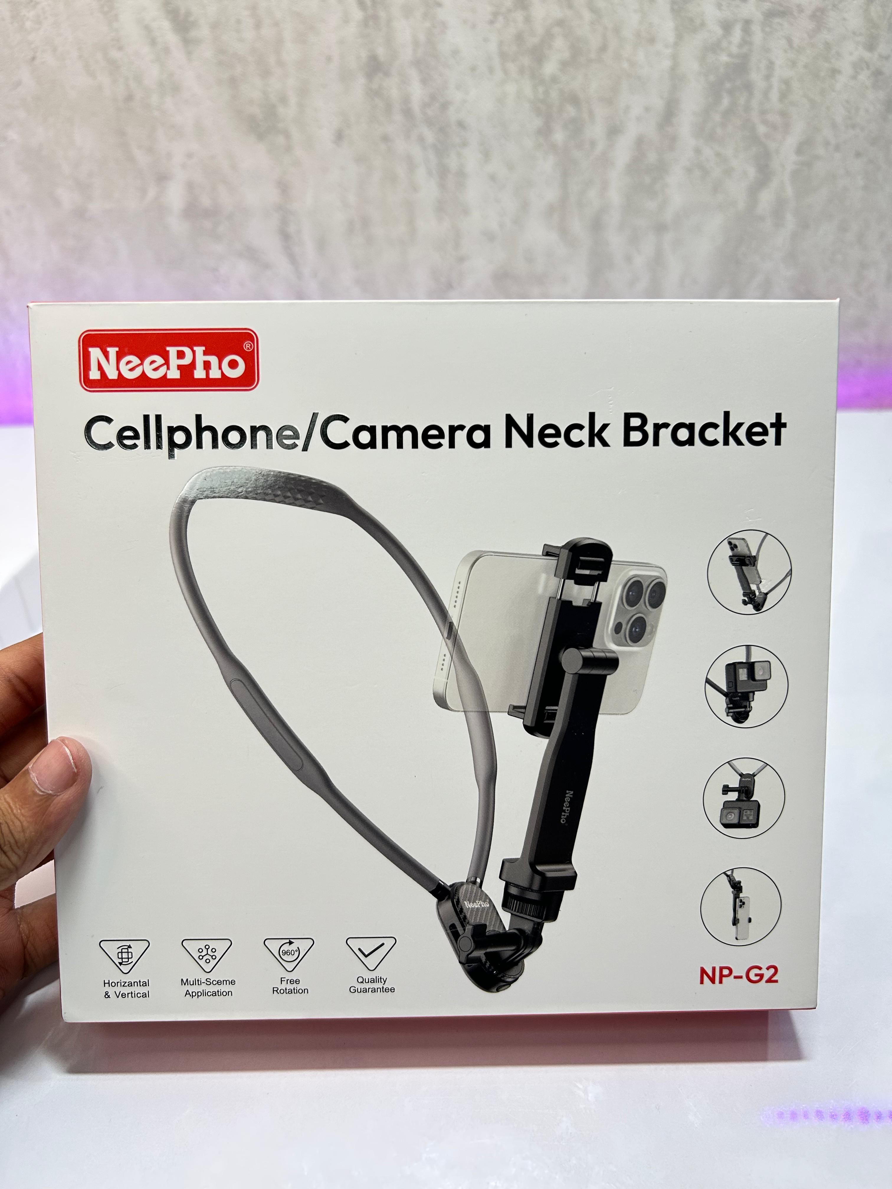 Neepho NP-G2 Neck Mount Holder – Hands-Free Mobile & Camera Vlogging Stand (360° Rotation, Universal Compatibility)