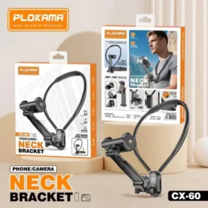 Plokama CX-60 Phone & Camera Neck Mount – Flexible Hands-Free Silicone Bracket for Stable Cinematic Vlogging & POV Shooting