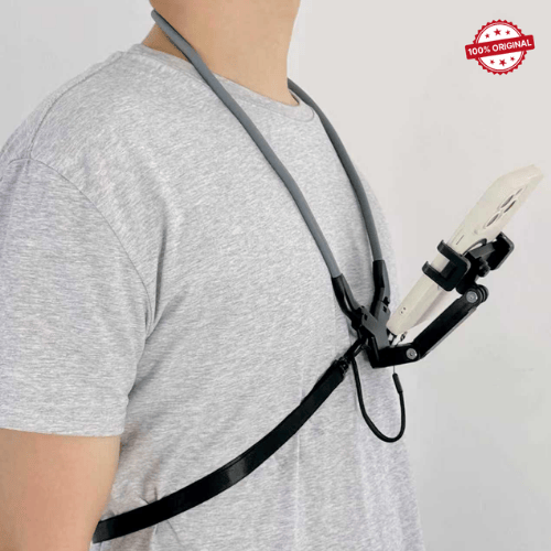 360° Adjustable Neck Holder Mount – Hands Free Vlogging Stand With Safety Belt