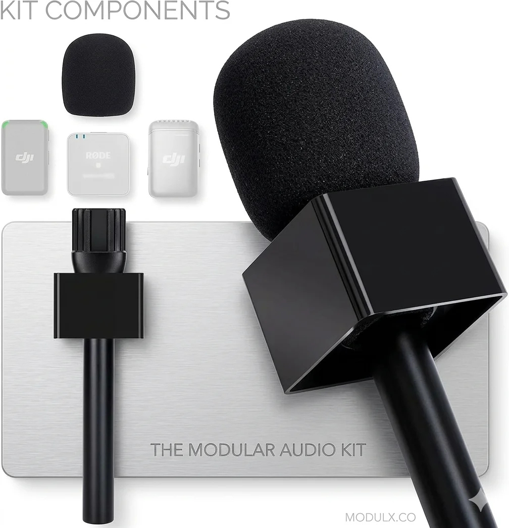 Interview Wireless Lavalier Microphone Handheld Adapter With Square Logo Box - Image 2