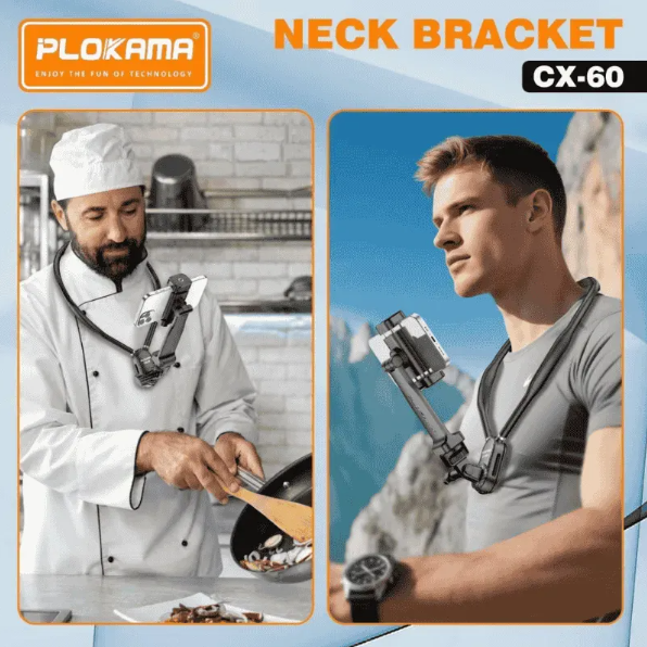 Plokama CX-60 Phone & Camera Neck Mount – Flexible Hands-Free Silicone Bracket for Stable Cinematic Vlogging & POV Shooting - Image 5