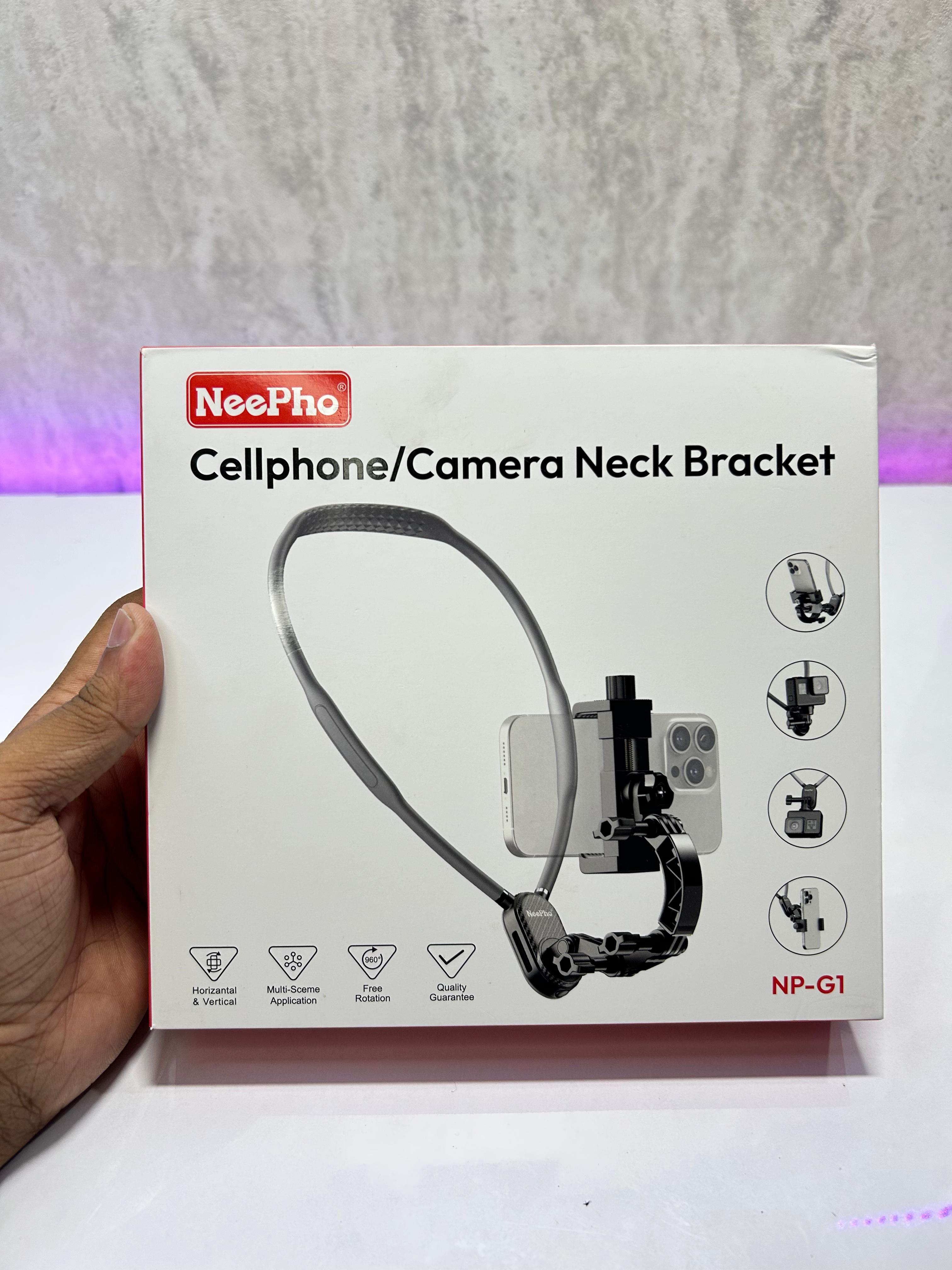 Neepho NP-G1 Neck Mount Holder – Hands-Free Mobile & Camera Vlogging Stand (360° Rotation, Universal Compatibility)